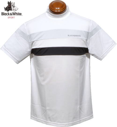 ブラック＆ホワイト　メンズ　モックネック半袖シャツ　BGS9504WC　ホワイト