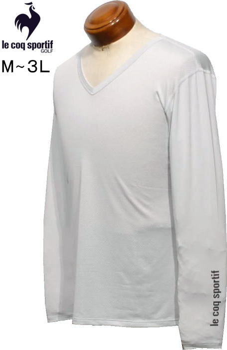 ルコックゴルフ　メンズ　身頃にメッシュ素材使用アンダーシャツ　QGMXJM01　ライトグレー