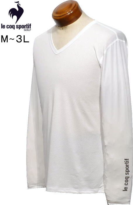 ルコックゴルフ　メンズ　身頃にメッシュ素材使用アンダーシャツ　QGMXJM01　ホワイト