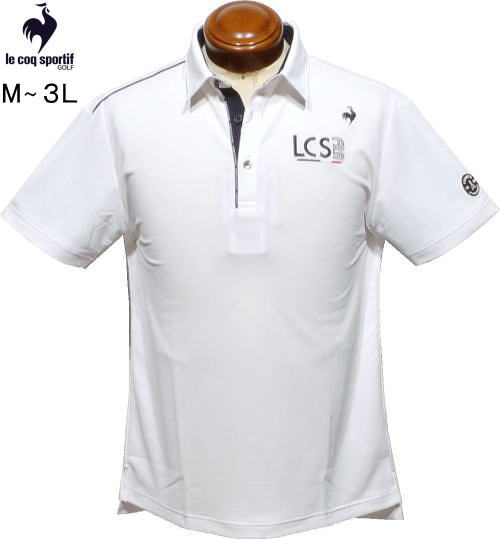 ルコックゴルフ　メンズ　半袖ポロシャツ　QGMXJA02　ホワイト