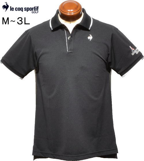 ルコックゴルフ　メンズ　半袖ポロシャツ　QGMXJA04　ブラック
