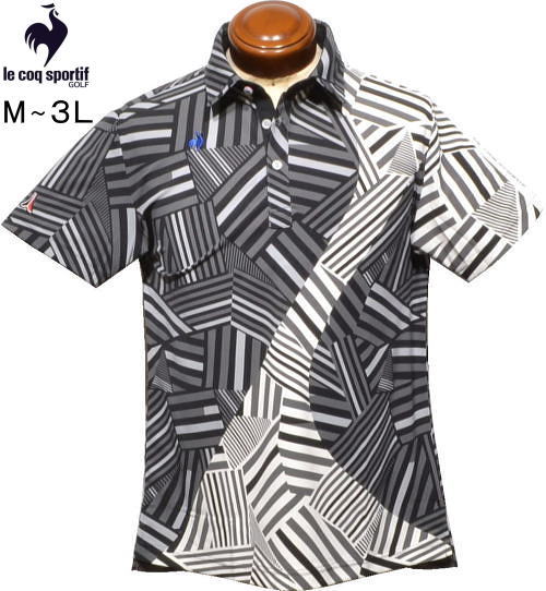 ルコックゴルフ　メンズ　半袖ポロシャツ　QGMXJA12　ブラック