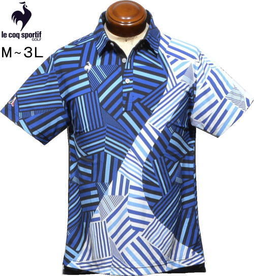 ルコックゴルフ　メンズ　半袖ポロシャツ　QGMXJA12　ブルー