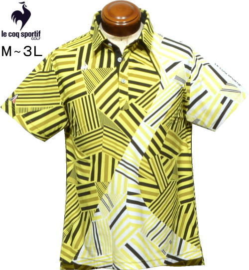 ルコックゴルフ　メンズ　半袖ポロシャツ　QGMXJA12　イエロー