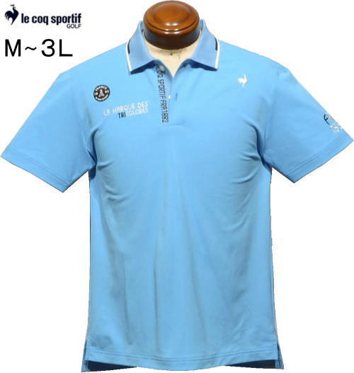 ルコックゴルフ　メンズ　半袖ポロシャツ　QGMXJA17　サックス