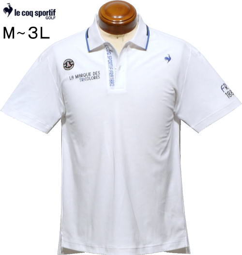 ルコックゴルフ　メンズ　半袖ポロシャツ　QGMXJA17　ホワイト