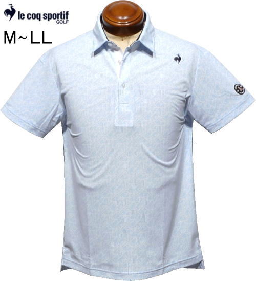 ルコックゴルフ　メンズ　半袖ポロシャツ　QGMXJA18　サックス