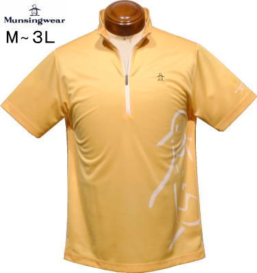 マンシングウェア　メンズ　ハーフジップ半袖ポロシャツ　MGMXJA09　オレンジイエロー