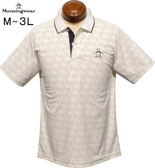 マンシングウェア　メンズ　半袖ポロシャツ　MGMXJA20　ベージュ白