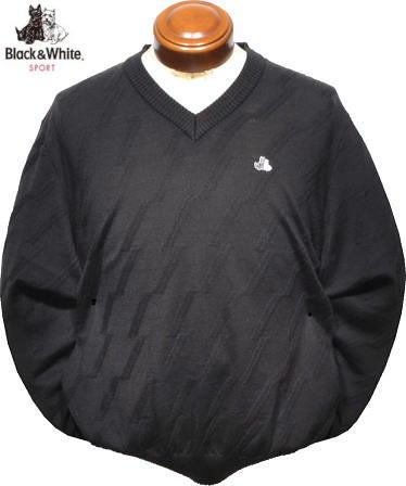 ブラック＆ホワイト　メンズ　Vネックセーター　BGF2202KA　ブラック