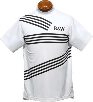 ブラック＆ホワイト　メンズ　モックネックシャツ　BGS9502WG　ホワイト黒