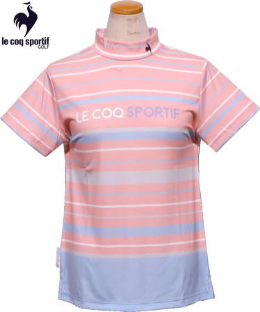 ルコックゴルフ　レディース　モックネック半袖シャツ　QGWVJA02　ピンク