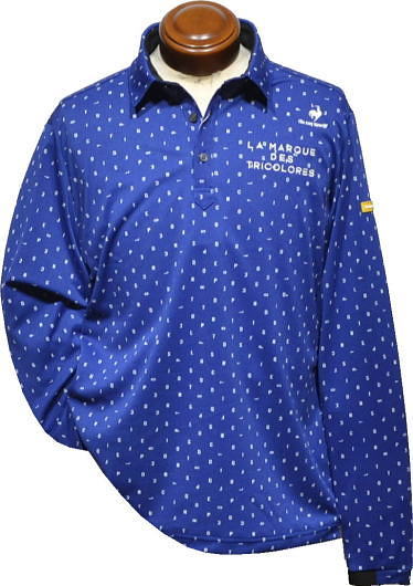ルコックゴルフ　メンズ　長袖ポロシャツ　QGMUJB01　ブルー