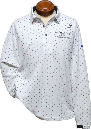 ルコックゴルフ　メンズ　長袖ポロシャツ　QGMUJB01　ホワイト