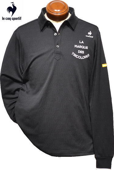 ルコックゴルフ　メンズ　長袖ポロシャツ　QGMUJB02　ブラック