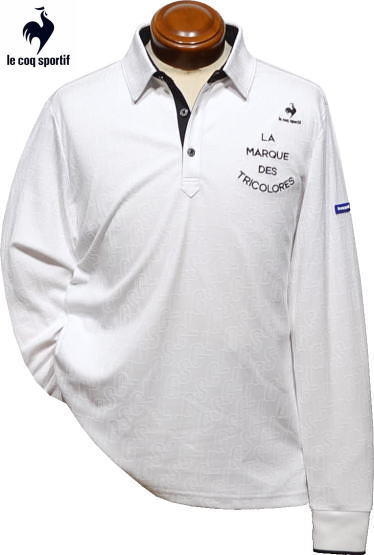 ルコックゴルフ　メンズ　長袖ポロシャツ　QGMUJB02　ホワイト