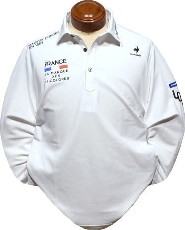 ルコックゴルフ　メンズ　長袖ポロシャツ　QGMUJB05　ホワイト