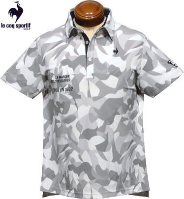 ルコックゴルフ　メンズ　半袖ポロシャツ　QGMVJA01　グレー