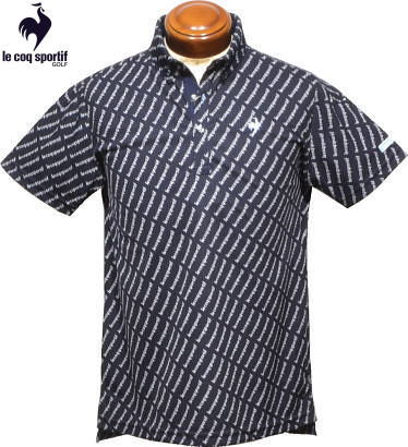 ルコックゴルフ　メンズ　ボタンダウン半袖ポロシャツ　QGMVJA07　ネイビー