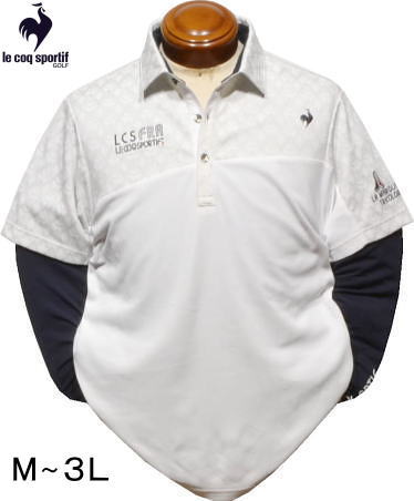 ルコックゴルフ　メンズ　インナー付き半袖ポロシャツ　QGMXJA00W　ホワイト