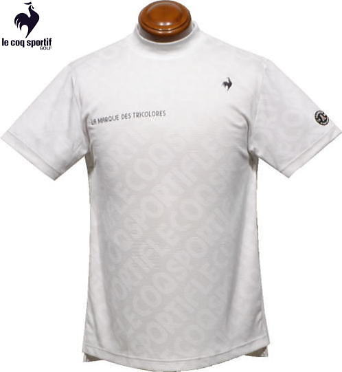 ルコックゴルフ　メンズ　モックネック半袖シャツ　QGMXJA03　スモークホワイト