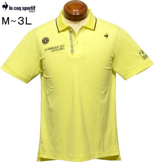 ルコックゴルフ　メンズ　半袖ポロシャツ　QGMXJA17　イエロー