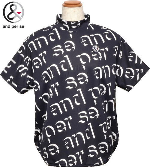 アンパスィ レディース モックネック半袖シャツ AFS9525X7 ネイビー