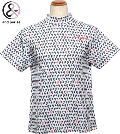 アンパスィ レディース モックネック半袖シャツ AFS9555X1 ホワイト