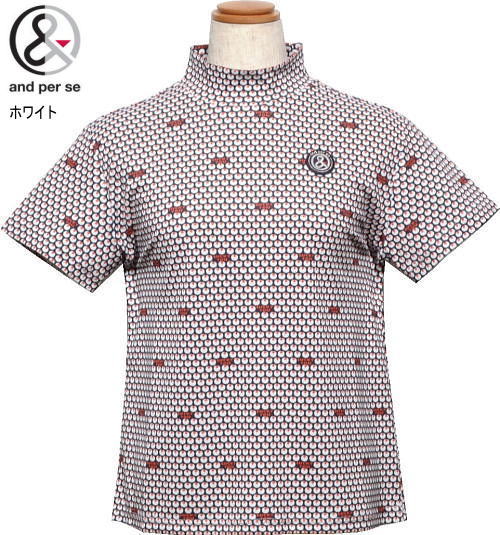 アンパスィ レディース モックネック半袖シャツ AFS9556X1 ホワイト