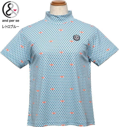 アンパスィ レディース モックネック半袖シャツ AFS9556X1 レトロブルー