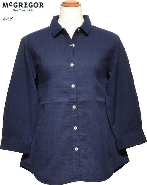 マックレガー　レディース　七分袖シャツ　311156107　ネイビー