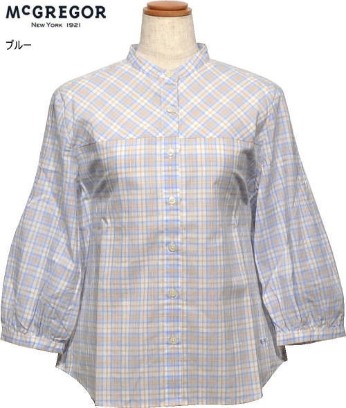 マックレガー　レディース　七分袖シャツ　311156110　ブルー