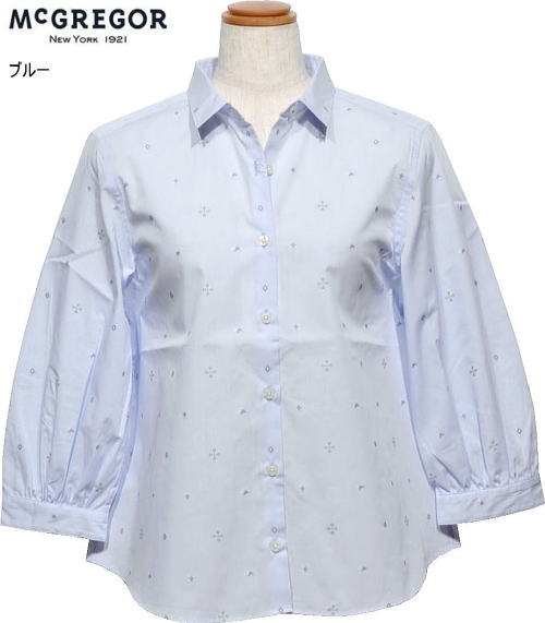 マックレガー　レディース　七分袖シャツ　311156301　ブルー