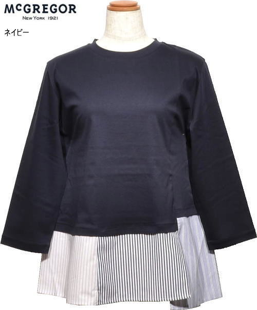 マックレガー　レディース　七分袖カットソー　311706102　ネイビー