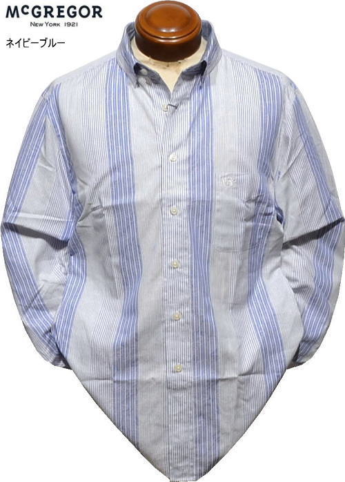 マックレガー　メンズ　隠しボタンダウン長袖シャツ　111176104　ネイビーブルー