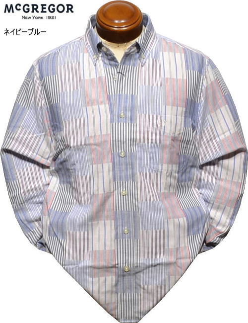 マックレガー メンズ ボタンダウン長袖シャツ 111176106 ネイビーブルー