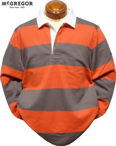 マックレガー　メンズ　長袖ラガーシャツ　111613601　オレンジモカ