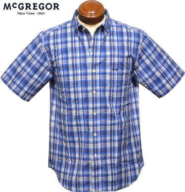 マックレガー　メンズ　半袖シャツ　111163301　ブルー紺
