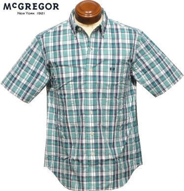 マックレガー　メンズ　半袖シャツ　111163301　グリーン紺