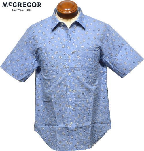 マックレガー　メンズ　半袖シャツ　111163501　ネイビーブルー