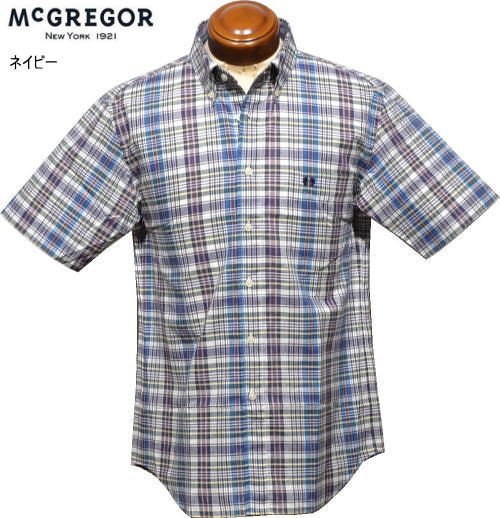 マックレガー　メンズ　ボタンダウン半袖シャツ　111166106　ネイビー