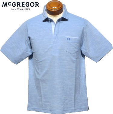 マクレガー　メンズ　半袖ポロシャツ　111622501　ブルー杢
