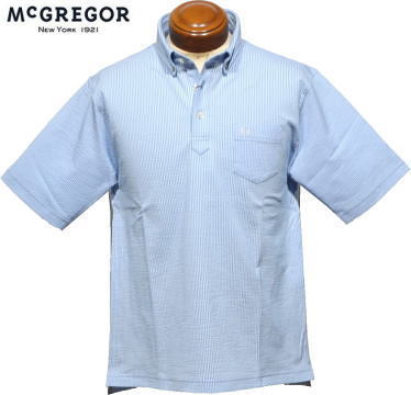マックレガー　メンズ　ボタンダウン半袖ポロシャツ　111623301　ブルー