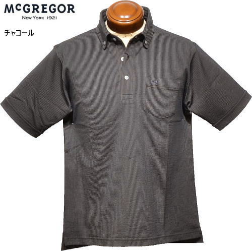マックレガー　メンズ　サッカー半袖ポロシャツ　111626101　チャコール