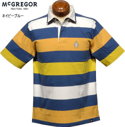 マックレガー　メンズ　半袖ラガーシャツ　111626302　ネイビーブルー