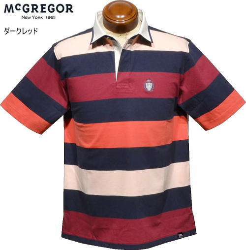 マックレガー　メンズ　半袖ラガーシャツ　111626302　ダークレッド