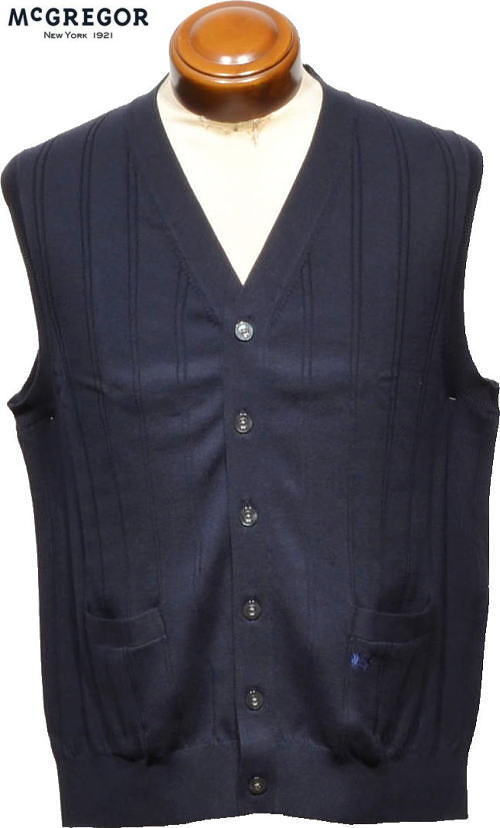マックレガー メンズ 前開きニットベスト 111895101 ネイビー