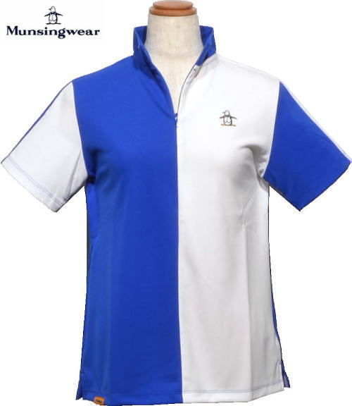 マンシングウェア　レディース　ハーフジップ半袖ポロシャツ　MEWXJA05　ブルー