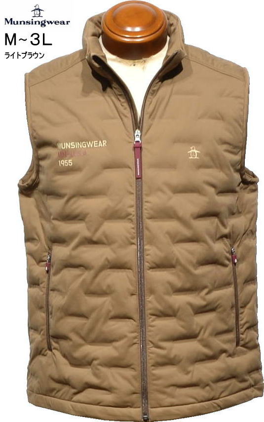 マンシング　メンズ　中綿入りアウターベスト　MG5FVE23M　ライトブラウン