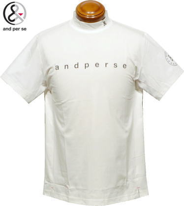 アンパスィ　メンズ　モックネック半袖シャツ　AMS9504V5　ホワイト